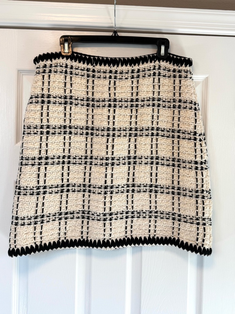 Tory Burch Black & Cream Tweed A-Line Skirt - XL